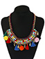 Fashion Multi-color Tassel&fuzzy Ball Decorated Color Matching Pom Necklace
