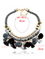 Fashion Black Tassel&fuzzy Ball Decorated Double Layer Pom Necklace