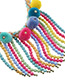 Fashion Multi-color Fuzzy Balls Decorated Tassel Design Pom Necklace