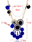 Fashion Sapphire Blue Fuzzy Balls&beads Decorated Color Matching Pom Necklace