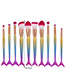 Trendy Multi-color Color Matching Decorated Simple Mermaid Makeup Brush(10pcs)