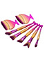 Trendy Gold Color+plum Red Color Matching Decorated Simple Mermaid Makeup Brush(7pcs)
