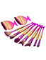 Trendy Gold Color+plum Red Color Matching Decorated Simple Mermaid Makeup Brush(9pcs)