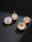 Fashion Gold Color Round Shape Diamond Decorated Pure Color Earrings