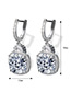 Fashion Silver Color Square Shape Diamond Decorated Pure Color Earring