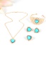 Fashion Green Heart Shape Decorated Hollow Out Jewelry Sets