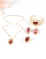 Fashion Plum Red Diamond Decorated Hollow Out Jewelry Sets