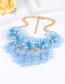 Fashion Blue Flowers Decorated Pure Color Necklace