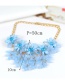 Fashion Blue Flowers Decorated Pure Color Necklace
