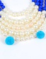 Fashion White Pearls&fuzzy Balls Decorated Multi-layer Pom Necklace