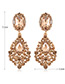 Exaggerated Champagne Round Shape Diamond Decorated Pure Color Earrings