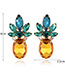 Exaggerated Green+yellow Geometric Shape Diamond Decorated Color Matching Earrings