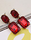 Exaggerated Green Square Shape Gemstone Decorated Color Matching Earrings