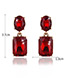 Exaggerated Red Square Shape Gemstone Decorated Pure Color Earrings