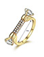 Fashion Gold Color Diamond Decorated Irregular Shape Ring