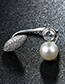 Fashion Silver Color Pearl&diamond Decorated Opening Ring