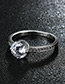 Fashion Silver Color Round Shape Diamond Decorated Pure Color Ring