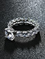 Fashion Silver Color Round Shape Diamond Decorated Pure Color Ring