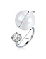 Fashion Silver Color Pearl&diamond Decorated Opening Ring