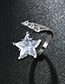 Fashion Silver Color Stars&diamond Decorated Pure Color Ring