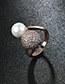 Fashion Rose Gold Pearl&diamond Decorated Opening Ring
