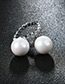 Fashion Silver Color Pearls&diamond Decorated Pure Color Ring