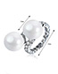 Fashion Silver Color Pearls&diamond Decorated Pure Color Ring