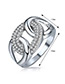 Fashion Silver Color Diamond Decorated Hollow Out Simple Ring
