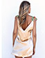 Fashion Gold Color Embroidery Flower Decorated V Neckline Simple Dress