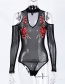 Trendy Black Embroidery Flower Decorated Hollow Out Sexy Jumpsuit
