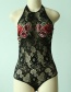 Trendy Black Embroidery Flower Decorated Hollow Out Sexy Jumpsuit