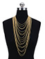 Vintage Gold Color Pure Color Decorated Tassel Design Long Necklace
