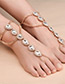 Fashion Gold Color Gemstone Decorated Double Layer Pure Color Anklet (1pc)