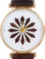 Fashion Khaki Flower Pattern Decorated Round Dail Watch
