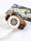 Fashion Khaki Flower Pattern Decorated Round Dail Watch