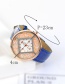 Trendy Dark Blue Diamoond Decorated Dail Shape Simple Watch