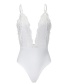 Sexy White Hollow Out Decorated Deep-v Swimwear