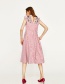 Fashion Pink Embroidered Fabric Decorated Simple Sleeveless Long Dress
