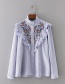 Lovely Light Blue Lacework Decorated Long-sleeved Shirt