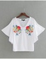 Vintage White Embroidered Fabric Decorated Simple Mandarin Sleeve Shirt