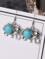 Fashion Blue Round Gemstone Decorated Elephant Shape Earrings