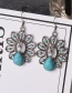 Fashion Blue Oval Gemstone Decorated Peacock Shape Earrings