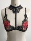 Sexy Black Choker Decorated Rose Brassiere