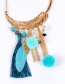 Bohemia Blue Feather Decorated Pom Necklace