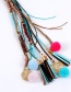 Bohemia Blue Long Tassel Decorated Pom Necklace