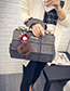 Fashion Red Fuzzy Ball Decorated Grid Shape Shoulder Bag