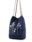 Fashion Sapphire Blue Flower Pattern Decorated Simple Shoulder Bag