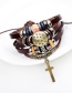 Fashion Brown Cross Pendant Decorated Multi-layer Bracelet