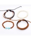 Fashion Brown Cross&beads Decorated Color Matching Bracelet(4pcs)