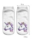 Fashion White+blue Printing Unicorn Pattern Decorated Color Matching Sock